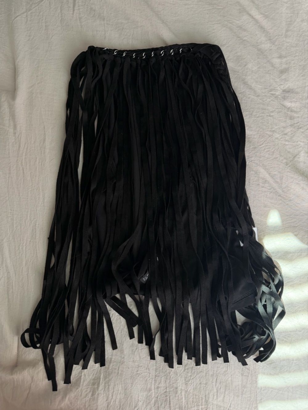 Black Fringe Midi Skirt - Sleek Festival Style